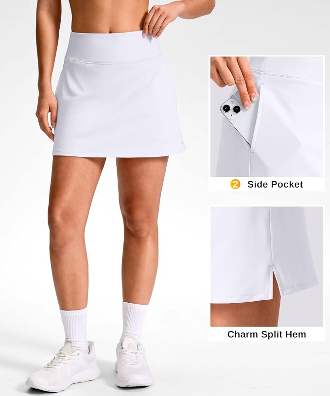 14"/16" Skorts with 3 Pockets | Side Slits, High Waisted, Built-in Shorts, A Line, Casual, Pickleball, Athletic, Golf, Tennis Skirt, for Women