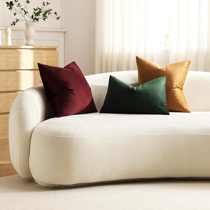 Throw Pillow Covers 16x16 Golden Brown: Pack of 2 Cozy Soft Velvet Square Modern Luxury Decorative Throw Pillow Cases for Sofa Couch Living Room Bed Home Decor