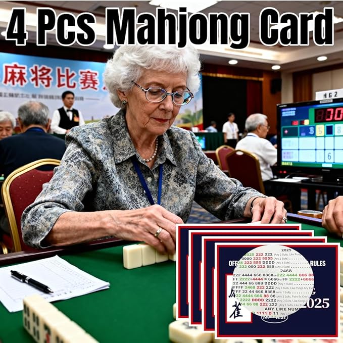 Mahjong Gift Bundle 2025: Official Mahjong Cards | Foldable 6.1"x4.7" Card Organizer | Holiday Tournament Set