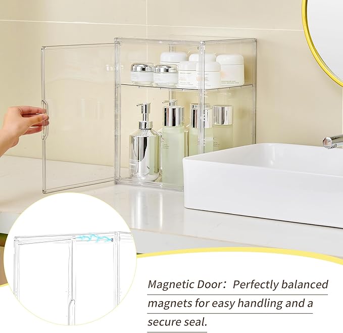 LXLXXL Acrylic Display Case with Removable Shelf Compatible with Labubu POP MART 2 Tier Figure Display Case for Collectibles Cosmetic Clear Acrylic Box
