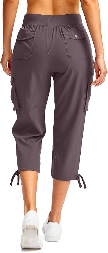 Soothfeel Women's Cargo Capris Pants with 6 Pockets Lightweight Quick Dry Travel Hiking Summer Pants for Women Casual