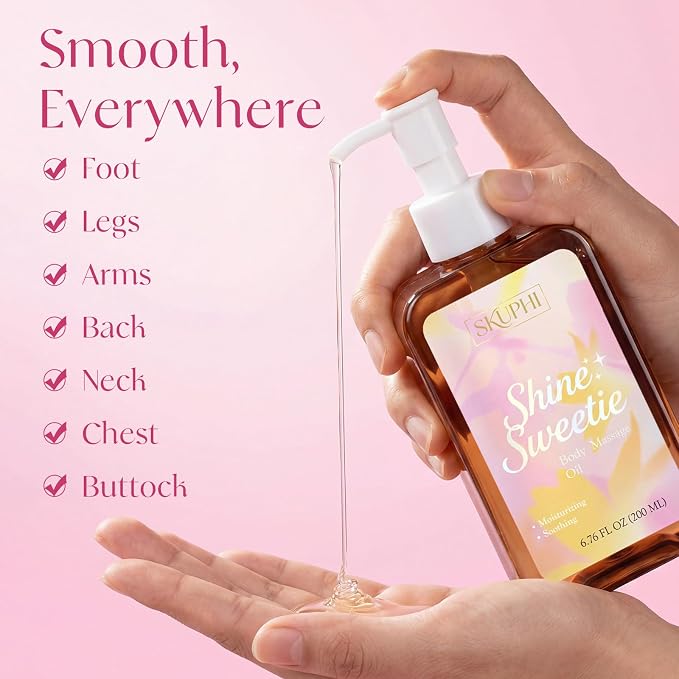 Body Oil for Massage, Lightweight Non Greasy Massage Oil for Relaxation & After Shower, Smooth Glide 6.76 Fl Oz (Floral)