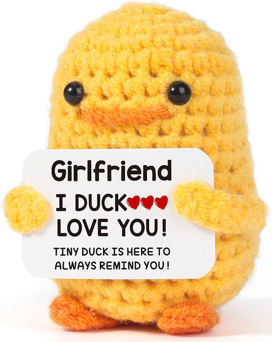 MBL Birthday Gifts for Girlfriend Her - I DCUK Love You, Handmade Crochet Cute Duck Birthday Christmas Stocking Stuffers Xmas for Women BF Girlfriend