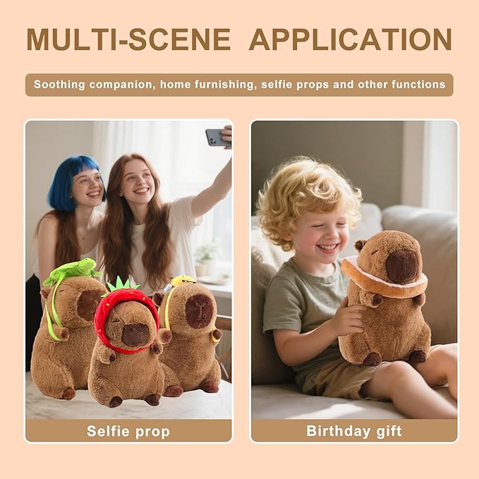 Capybara Plush Cute Capybara Stuffed Animal Kawaii Plush Toy with Bee Backpack Gifts Cute Pillow Birthday for Kids Boys Girls 9 Inch