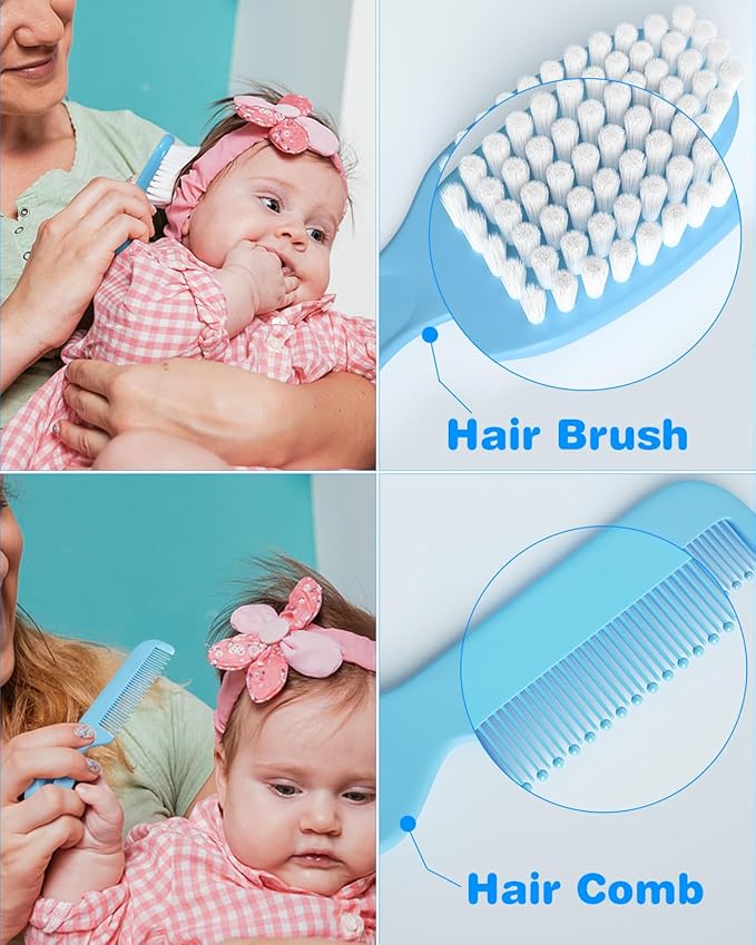 Baby Healthcare and Grooming Kit, 24 in 1 Baby Electric Nail Trimmer Set Newborn Nursery Health Care Set for Newborn Infant Toddlers Baby Boys Girls Kids Haircut Tools (0-3 Years+) (Blue)