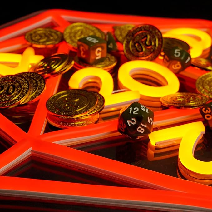 Dice Neon Signs for Wall Decor,Cool Dimmable Dungeons and Dragons Dice Game LED Sign,13x11 inch USB Powered Dimmable Neon Light for Man Cave, Game Room, Bedroom, Party Decoration Gifts