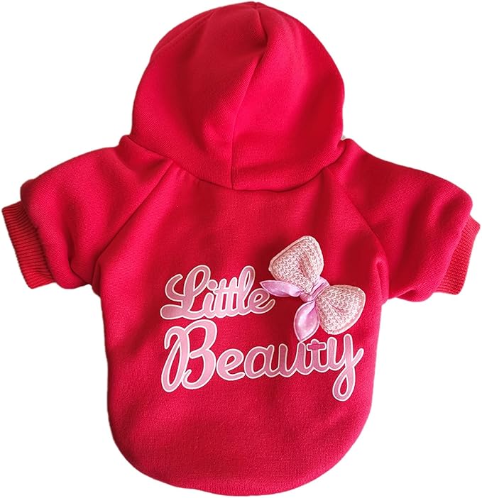 Jecikelon Winter Printed Dog Hoodies Sweatshirts Warm Clothes for Small Dogs Chihuahua Coat Puppy Clothing Cat Custume (Red, X-Large)