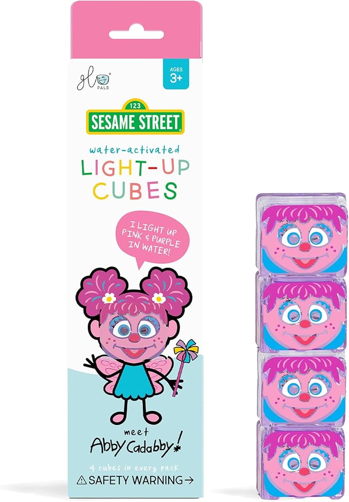Glo Pals x Sesame Street Water-Activated Light-Up Cubes for Sensory Play (Abby Cadabby - Cubes Only) - Valentine Day Gift