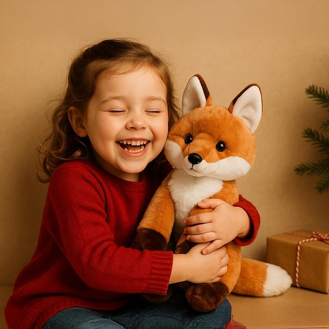 Cute Fox Stuffed Animal Plush Toy with Big Soft Tail for Kids Boys Girls Birthday Bedtime Gift, 13 inches