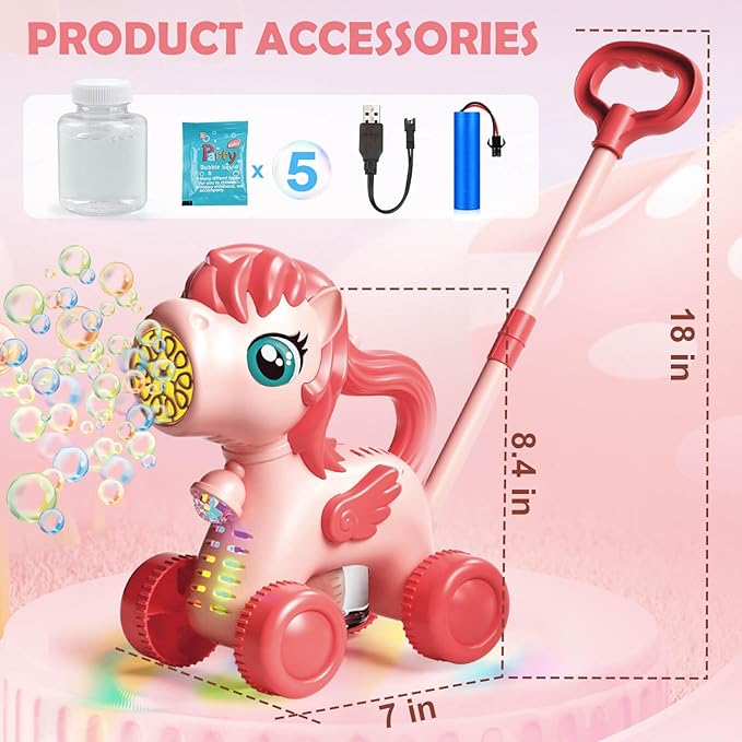 Bubble Lawn Mower for Kids Toys Age 3 4 5 Year Old: Unicorn Bubble Machine for Toddlers 1-3, Backyard, Travel, Party, Outdoor Toddler Toys, Birthday Gifts for Toddler Girls