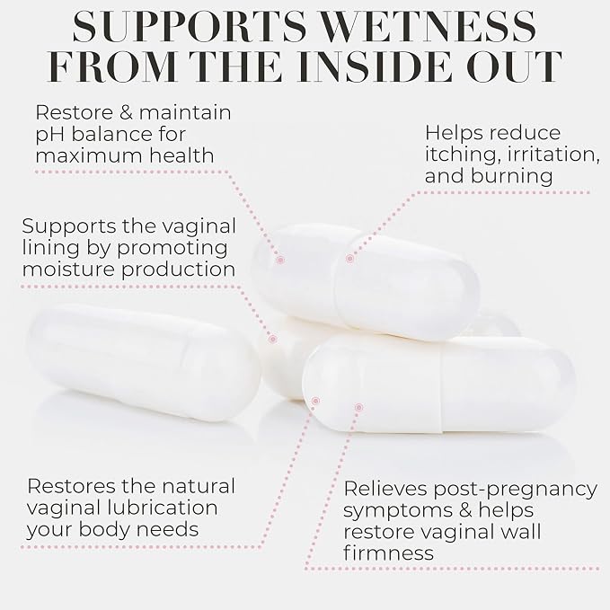 Hydro Gyn Vaginal Moisturizer Pills | Slippery Elm for Women Formulated to Support Healthy Moisture, Mood & Relaxation | Feminine Care Oral Capsules for Vaginal Dryness, ph Balance 60 Capsules