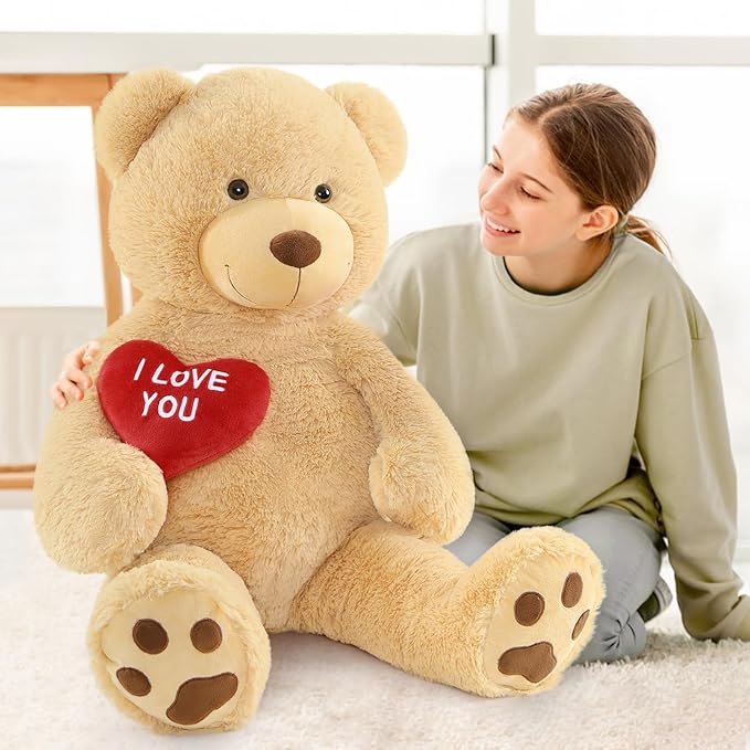 MaoGoLan Giant Teddy Bear 52" Stuffed Animal - I Love You Red Heart Big Teddy Bear Plush for Valentines Gift,Anniversary,Long Distance
