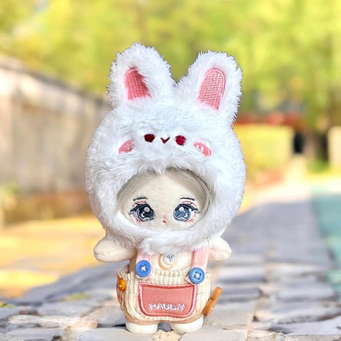 CALEMBOU Plush Doll Clothes, 4 Inches Cute Animal Series Vinyl Plush Doll Clothes, Kawaii Doll Clothes Accessories Set for Birthday Gifts (Cute Rabbit Set)