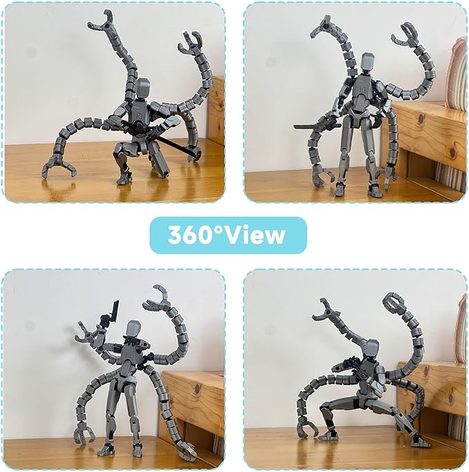 Assembly Completed T13 Action Figure,T13 Action Figure Multi-Jointed Movable,Ultimate Desktop Decor for Lovers t-13 Movability 3D Printed Toys (Black Green, 7.2in)