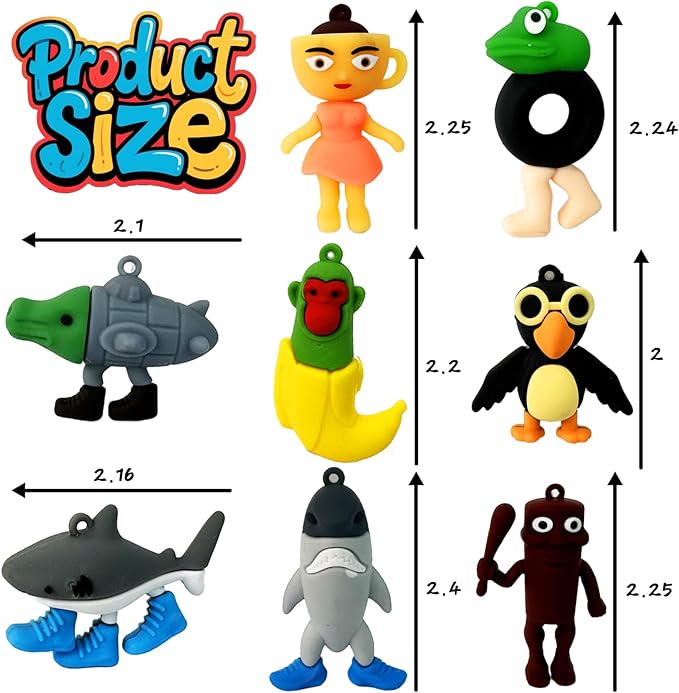 Italian Brainrot, Tralalero Tralala, Tung Tung Tung Sahur 24 Viral Animals, Funny Animals 2.5", Decorations Gifts for Fans Office Room Figurine Decor