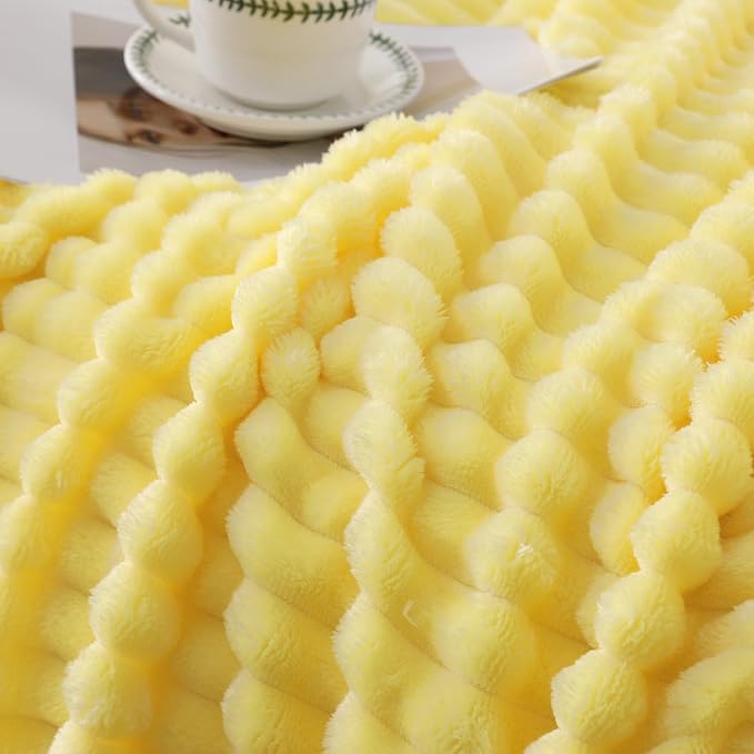 Banana Yellow Throw Blanket for Couch Sofa 60”x80” Striped Design