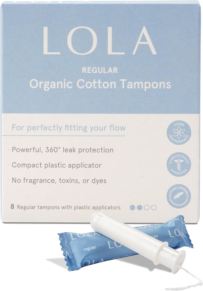 LOLA Organic Cotton Tampons,16ct (8 Regular & 8 Light), Period Feminine Hygiene Products, HSA FSA Approved Products Feminine Care