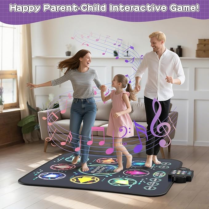 Upgraded Dance Mat Toys for Kids 3-12 Years, Electronic Dance Pad with Light-Up 9-LED Buttons, 3 Game Modes, Adjustable 7-Level Volume, Toys for Girls and Boys