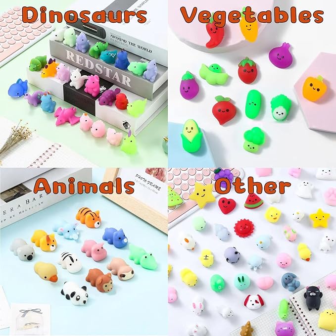 110 Pcs Mochi Squishy Toys, Mochi Squishy Toys for Kids Party Favors, Mini Kawaii Squishy Fidget Toys for Easter Basket Stuffers Egg Fillers Birthday Classroom Prize Pinata Christmas Stocking