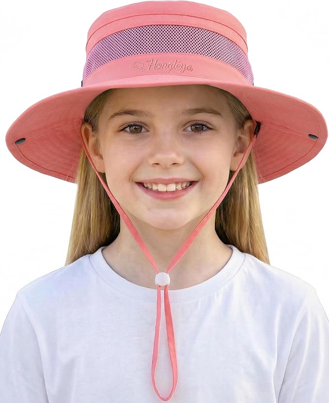 HONGTEYA Kids Sun Hat UPF 50+ Toddler Summer Bucket Hat Outdoor Fishing Safari for Boys Girls Age 2-13 Years