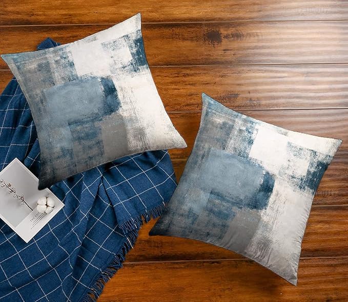 Throw Pillow Covers for Couch, 24x24 Inch, 2 Pack, Grey Blue | Decorative Throw Pillow Covers Cushion Covers for Couch Bedroom Sofa Living Room