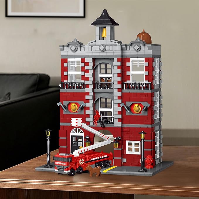 City Fire Rescue Building Set,Compatible with Lego Fire Truck Building Blocks,Birthday Gifts for Children and Adult (1823 PCS)