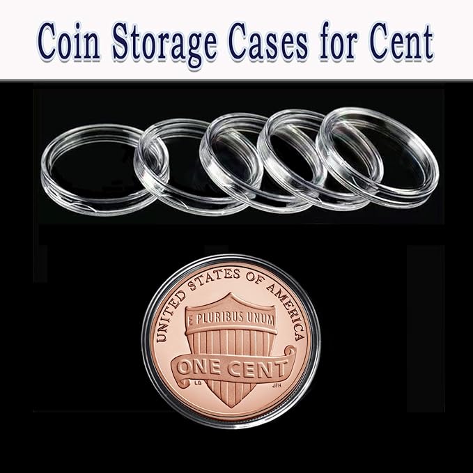 MUDOR Coin Holders for Cent, 100 Pack Coin Storage Cases for Collectors, Plastic Coin Collection Protectors Capsules
