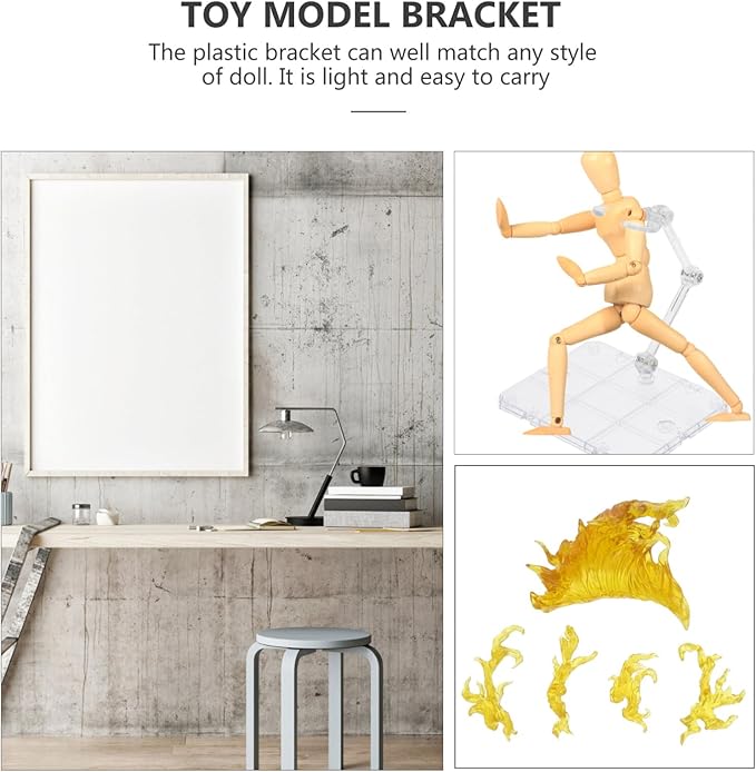iplusmile Action Figure Stand, Assembly Action Figure Display Holder Base Doll Model Support Stand, Figure Display Fire Effects Compatible with HG RG SD SHF 1/144, Yellow
