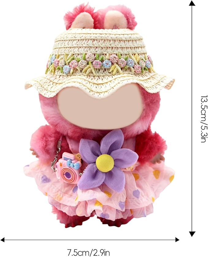 17cm Doll Clothes, Bear Outfits for Clothes Set, Premium Fashion Dolls Keychain Accessories, Faking Animal Style Outfit Jumpsuit (Pink)