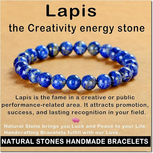 AD Beads Handmade Gemstone Stretch Elastic Bracelet Crystal Healing Reiki Nature's Beauty and Spiritual Essence Unisex