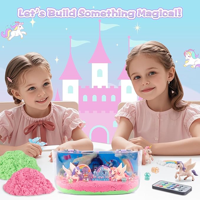 Unicorn Terrarium Light Up Kit for Girls - Birthday Gifts, Christmas Toy for Girls Age 4-5-6-7-8-11, DIY LED Night Light with Remote - Unicorn Creative Arts & Crafts Kit for 4-12 Year Old Kids