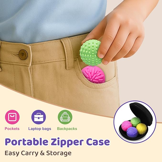 Magnetic Sensory Fidget Balls – 4-Pack Silicone Weighted Stress Relief Toys for Kids, Teens & Adults – Quiet, Textured Magnet Fidgets for ADHD, Autism & Anxiety – Gift for Classroom Decor