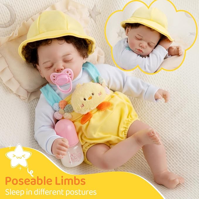 Jirachi Lifelike Reborn Baby Dolls, 18-Inch Sleeping Real Life Cloth Body Baby Girl, Realistic Reborn Baby with Toy Accessories for Kids Age 3+