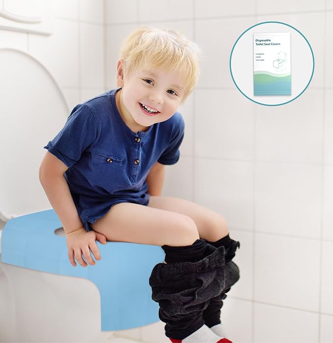 50 Pack Disposable Toilet Seat Covers 16x24 Inch Extra Large Individually Wrapped Toilet Seat Shields Travel Accessories for Adults Kids-Blue