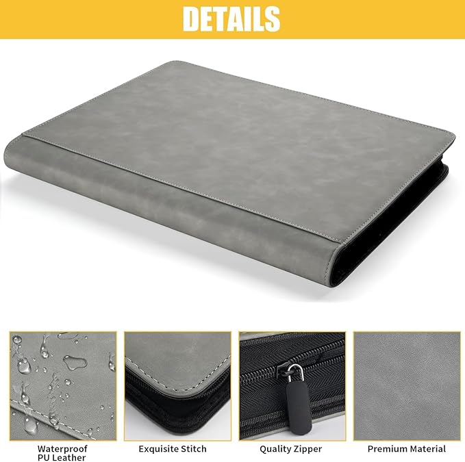 Trading Card Binder 16 Pocket, GERMUN PU Cover Card Binder for 1000+ Cards, Premium Trading Card Holder Folders, Double Sided Pocket Card Album for MTG, TCG (Marble Grey)