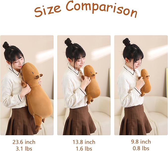 SQEQE Weighted Capybara Plush, Weighted Capybara Stuffed Animal, Cute Plushies Soft Pillow Toy Gift for Kids Adults 9.8 Inch, 0.8 Lbs