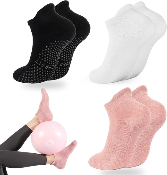 loudashuaiqi Grip Pilates Socks Non Slip Athletic Yoga Socks with Grips for Women Grippy socks for Hospital Workout Barre