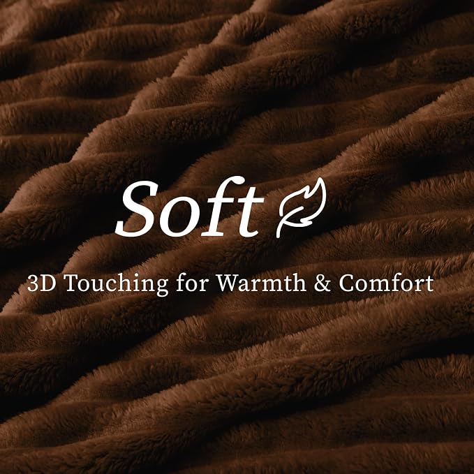 BEDELITE Striped Fleece Throw Blanket, Chocolate Brown, 50"x60" | 300GSM Microfiber Fleece, Soft Cozy, Lightweight Warm, Double-Sided Plush, Machine Washable, Gift, Room Decor, for Couch Sofa