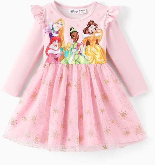 Disney Princess Frozen Minnie Mouse Dress Girls Sparkle Ruffle Tulle Tutu Birthday Party Fall Outfits Clothes Baby to Toddler