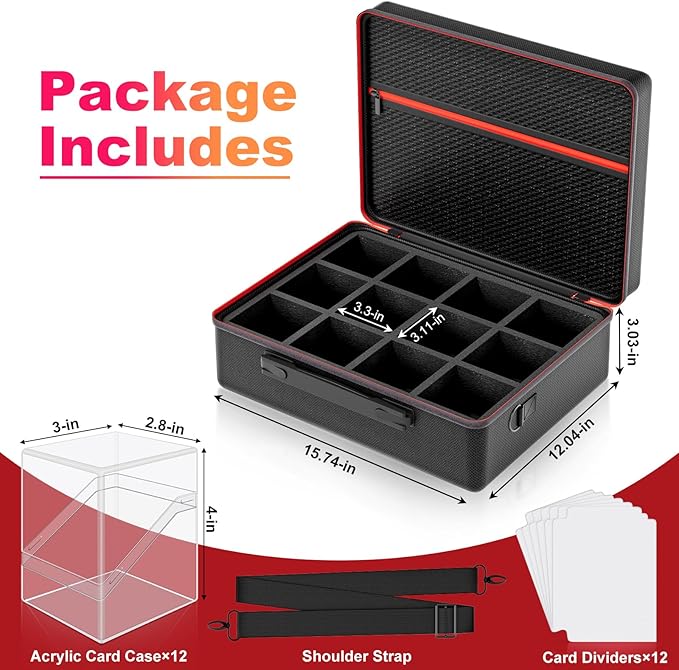 Proijeut Card Deck Box with Portable Case, 12 Pack Clear Commander Deck Box with 12 Dividers, Holds 1200+ Double Sleeved Cards, Fit for MTG, YuGiOh, TCG