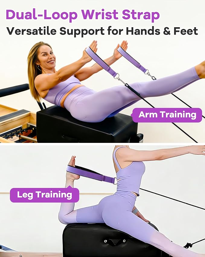 Wonderful Day 2PCS Pilates Straps for Reformer, Comfortable Enhanced Thickness, Fitness Pilates Double Loop Exercise Straps for Home Gym Workout
