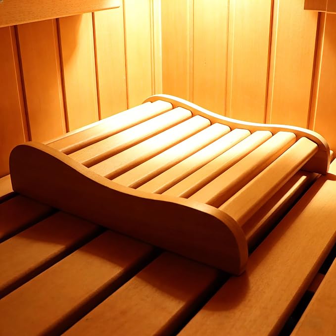 LTCCDSS Hemlock Wood Sauna Headrest, Ergonomic Neck Support Pillow for Infrared/Steam/Barrel Sauna Rooms, Premium Sauna Accessory for Deep Relaxation & Muscle Recovery (15.73" L x 13.38" W)