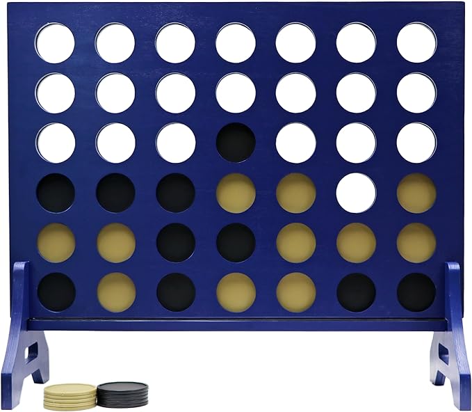 Tailgating Pros Premium Navy Giant Four in a Row with Carrying Case - Jumbo Oversized Outdoor Yard Game - Connect Multiple Pucks in a Row to Win - Many Puck Colors Available!