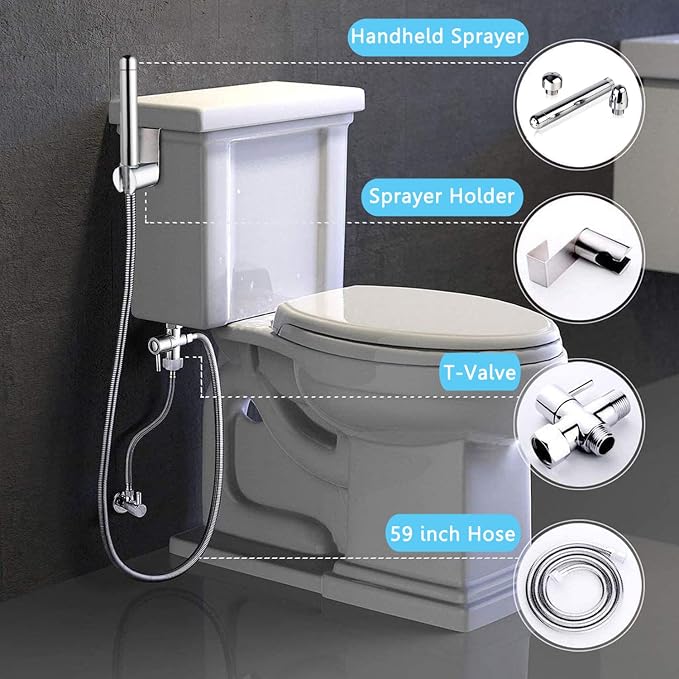 Bathroom Handheld 59 inch 3 Heads Aluminum Enema Shower Cleaner - Douche System Cleaner Shower Enema System