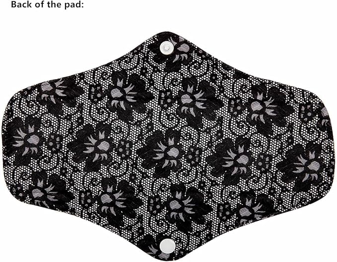 5 Pack 10 Inch Charcoal Bamboo Cloth Menstrual Pads,Reusable Sanitary Pads,Washable Panty Liner,Unscented
