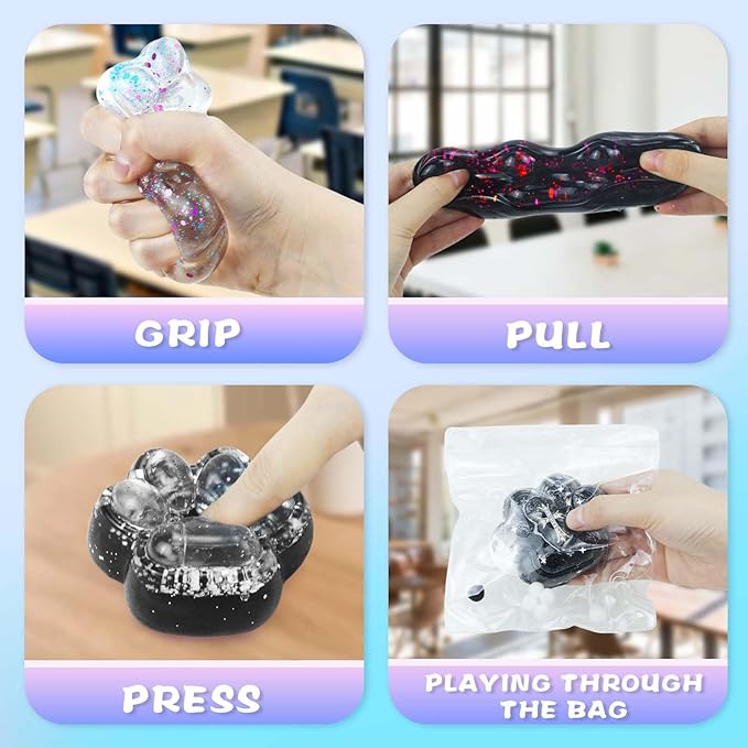 Cat Paw Squishies Fidget Toys, Hand Made Soft Cute Squeeze Sensory Toys for Autism, Goodie Bags Stuffers Birthday