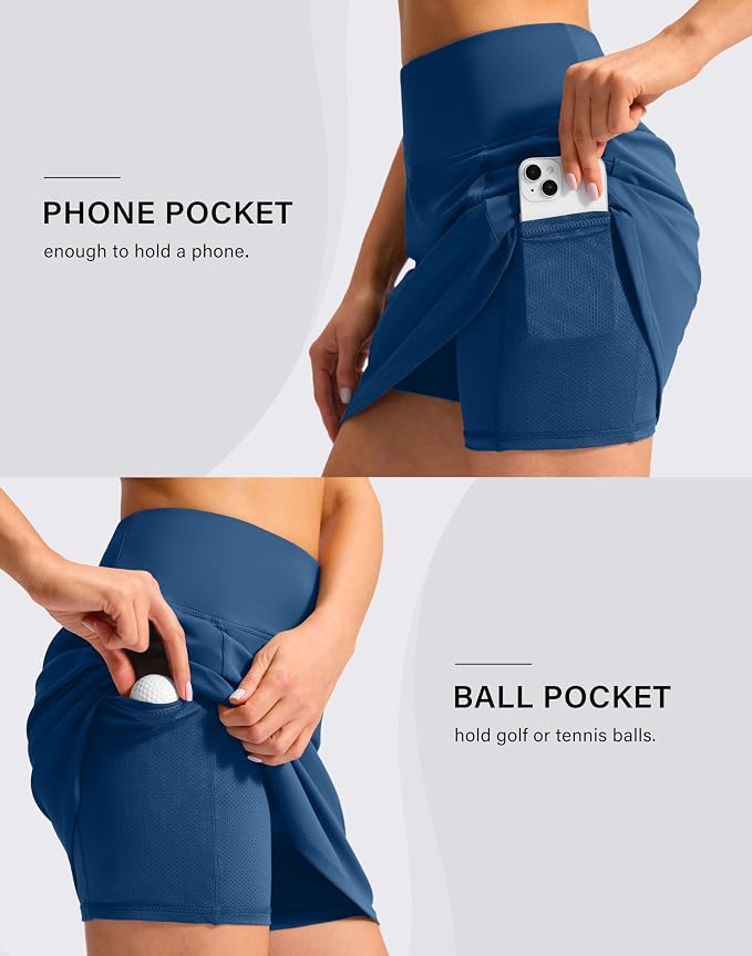 16'' Skorts for Women with 4 Pockets High Waisted Golf Skirt | Built-in Shorts, Stretch, A Line, Pickleball, Athletic, Casual, Tennis Skirt