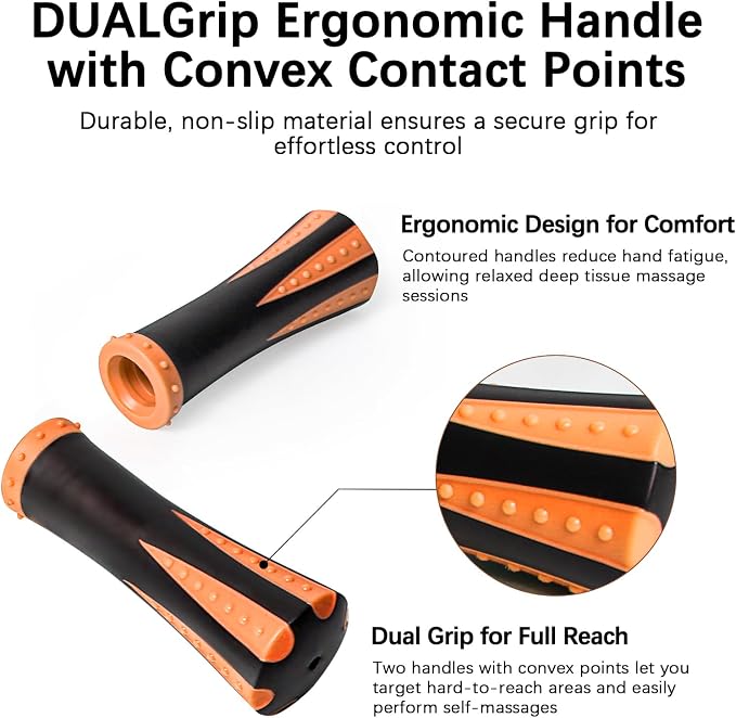 Muscle Roller Massage Roller Stick- Deep Tissue Fascia Blaster for Myofascial Pain Relief, Lymphatic Drainage & Body Sculpting, Handheld Physical Therapy & Recovery Tool (Orange black-18 inch)