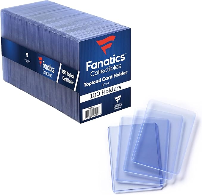 Fanatics Collectibles 35pt 3x4 Top Loaders, 100 Count - Standard Size Clear Rigid Card Holders for Trading Card Protection