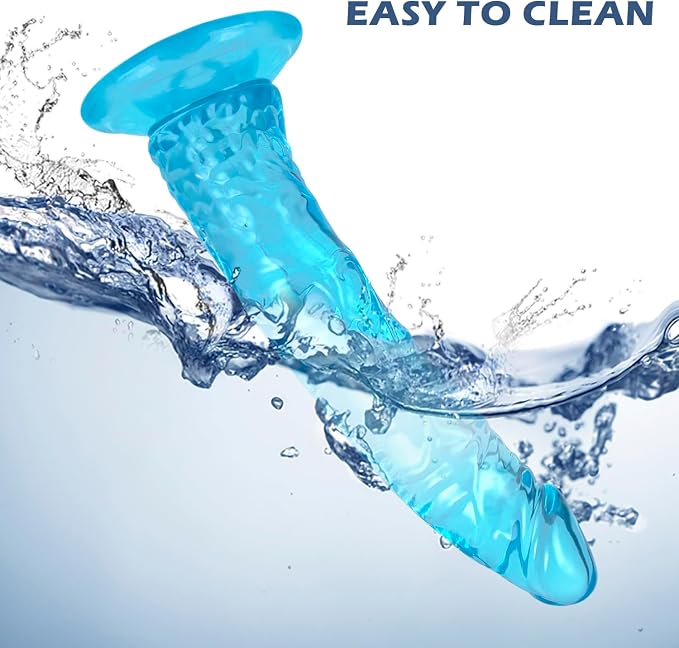 Realistic Dildo 9.4'' Blue Dildo Sex Toys with Suction Cup for Hands-Free Play, Thick Penis Suitable for Women/Men/Gay/Couples with Thin and Slim Poke can be Use for G spot and Anal
